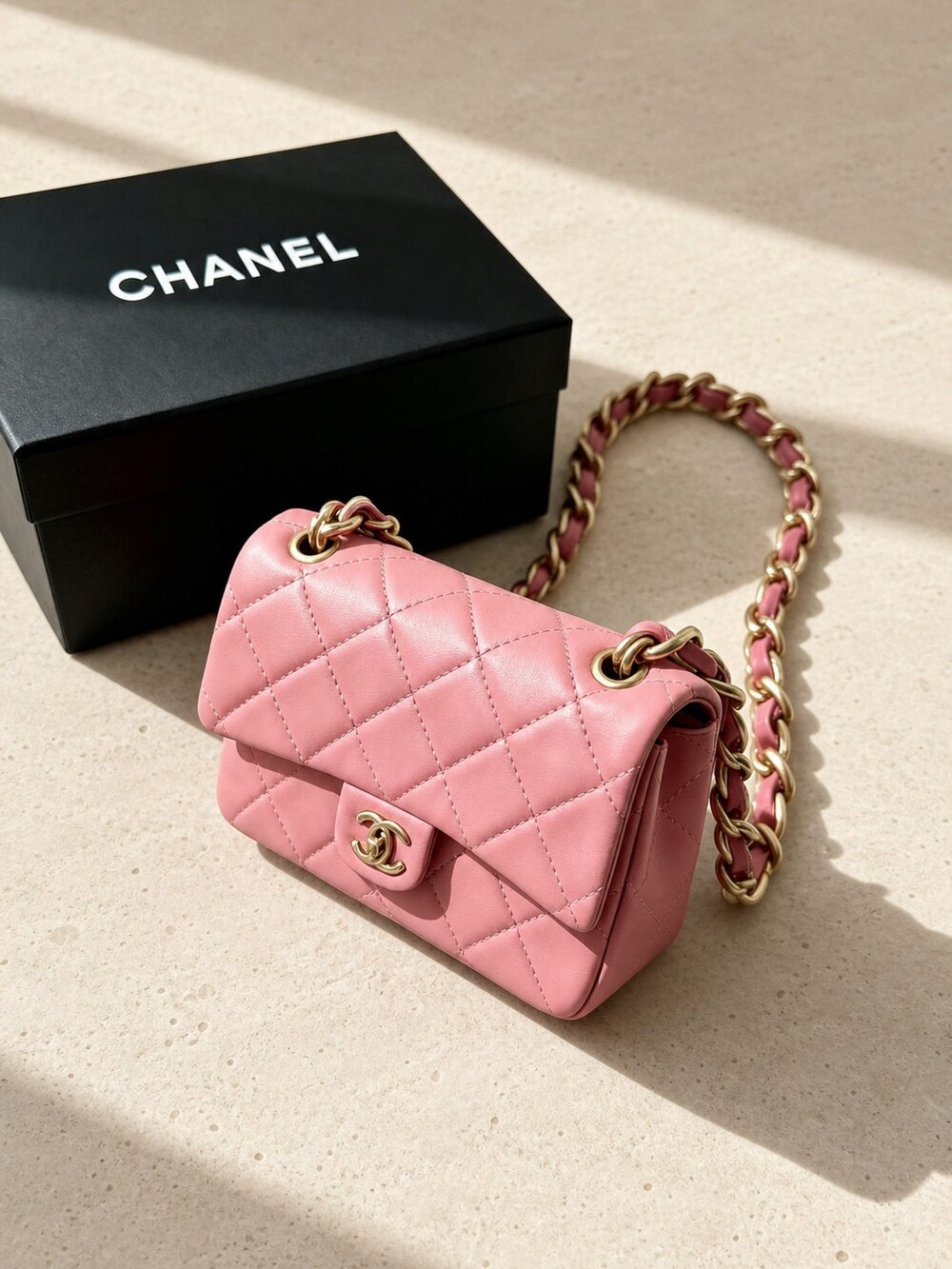 Chanel Classic Mini Pink Quilted Nylon Flap Bag - Picture 4 of 5